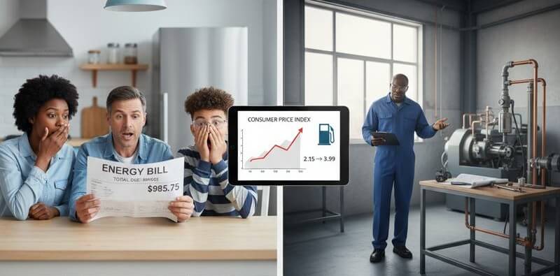 Family and small factory affected by energy price hike