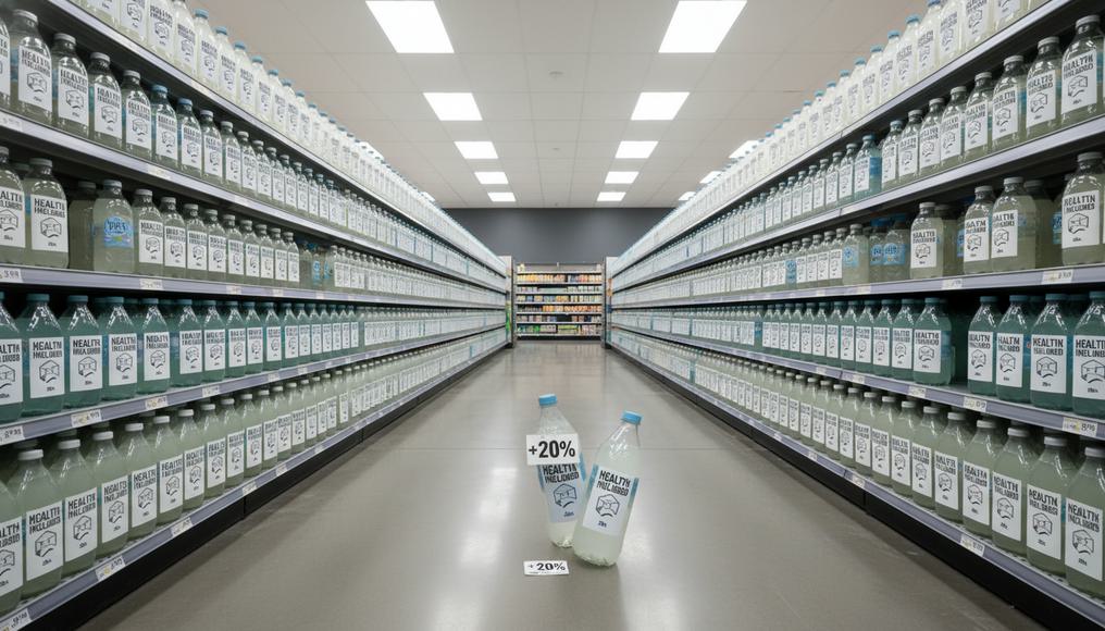 Display of demerit goods such as sugary beverages, illustrating government policies like taxes to address overconsumption and negative externalities.