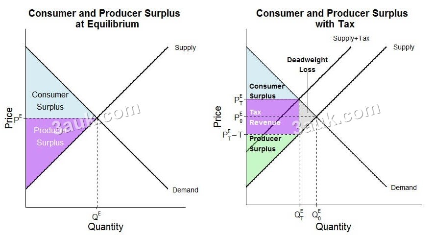 tax affects consumer surplus and producer surplus